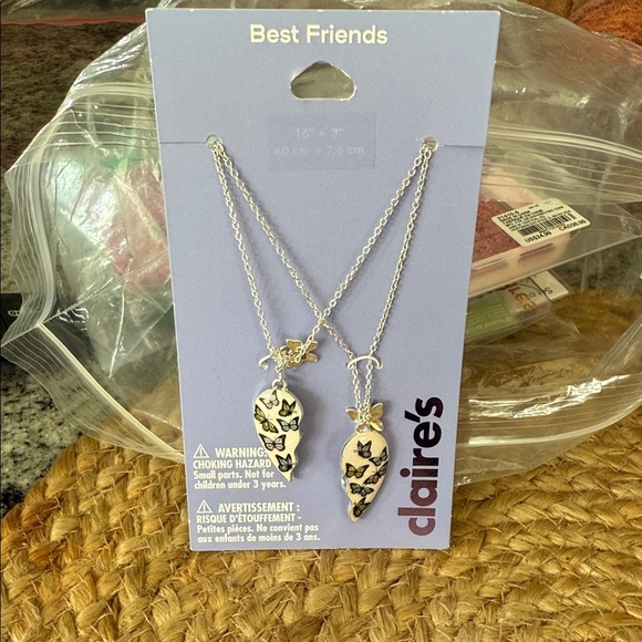 Claire's Best Friends Butterfly Necklace Set - White and Black - Picture 1 of 2